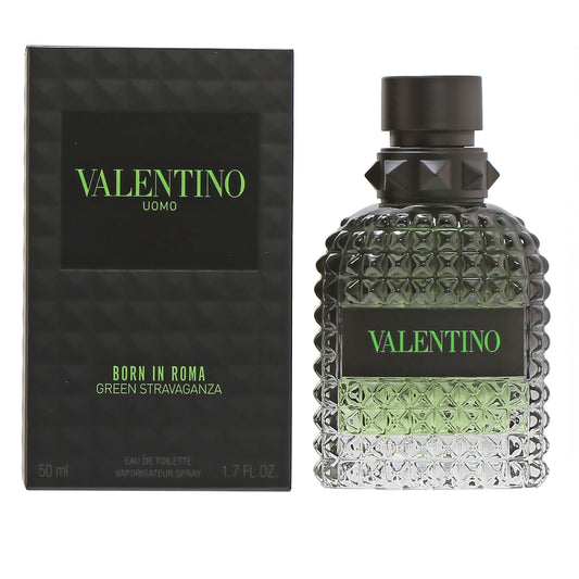 Valentino Uomo Born In Roma Green Stravaganza EDT fragrance bottle