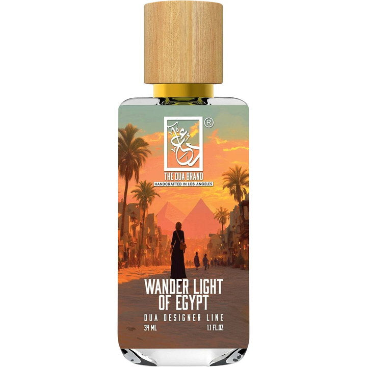 The Dua Brand Wander Light of Egypt fragrance bottle