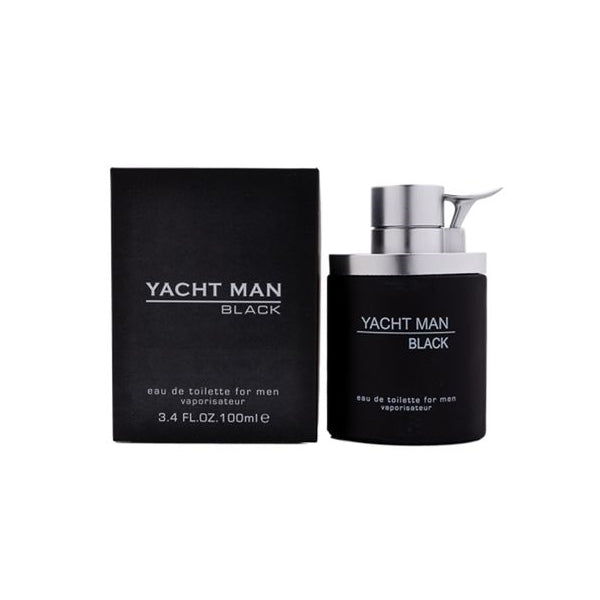 Yacht Man Black EDT fragrance bottle