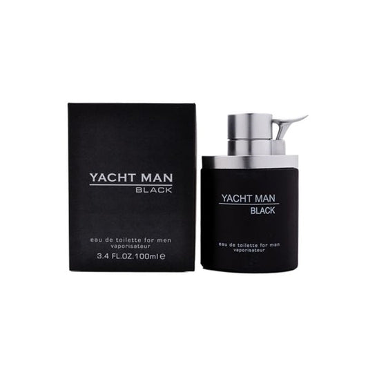 Yacht Man Black EDT fragrance bottle