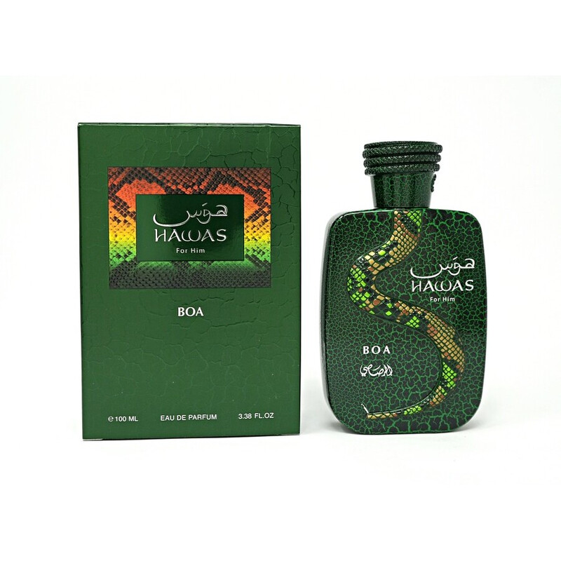 Rasasi Hawas Boa Eau de Parfum fragrance bottle and box
