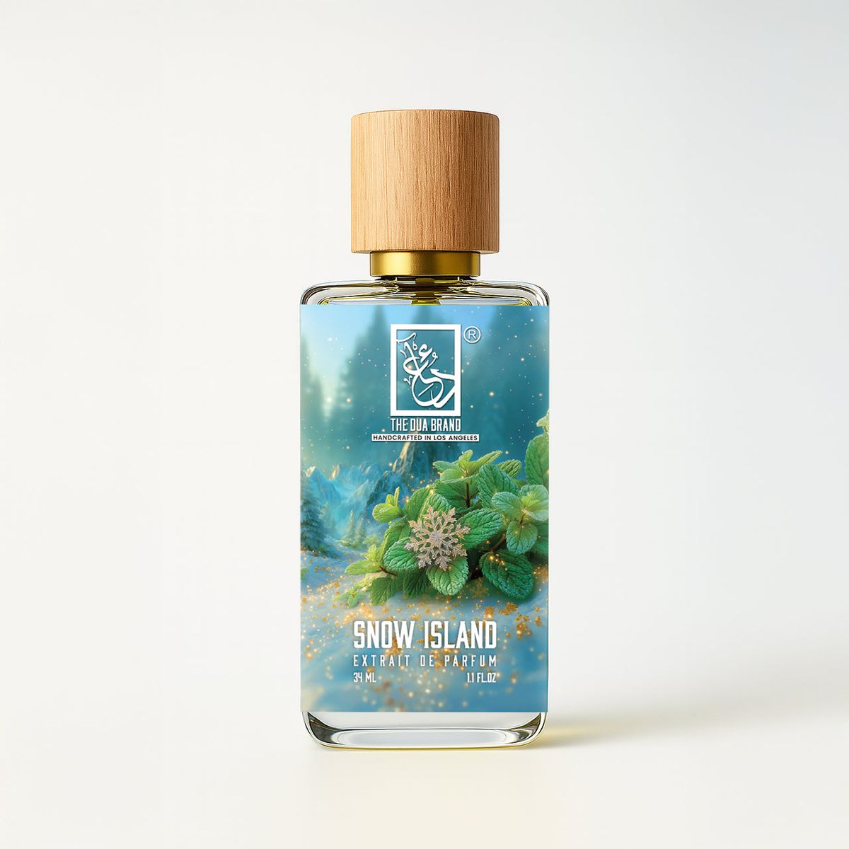 The Dua Brand Snow Island 2026 fragrance bottle