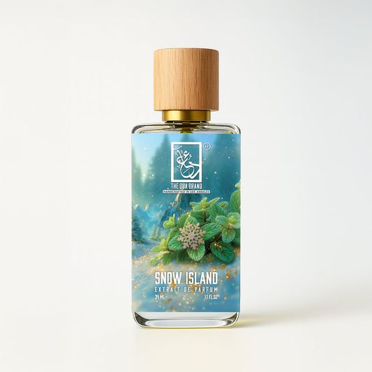 The Dua Brand Snow Island 2026 fragrance bottle