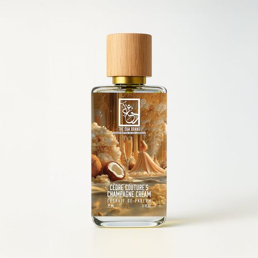 The Dua Brand Cèdre Couture's Champagne Cream 2026 fragrance bottle
