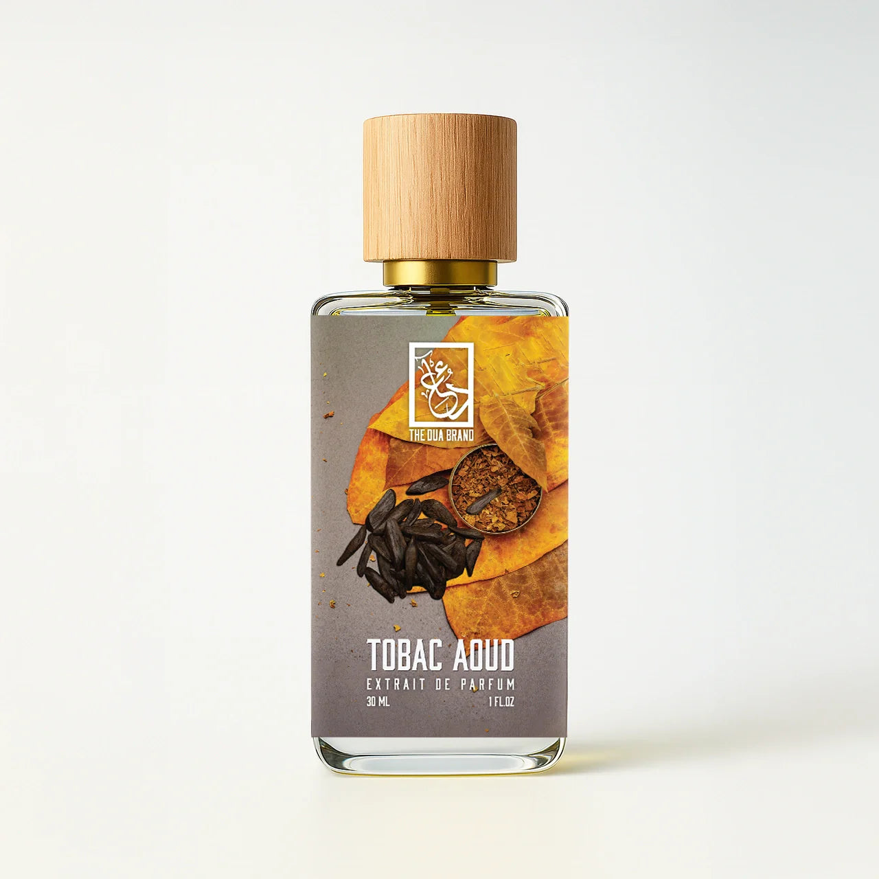 The Dua Brand Tobac Aoud — front-facing fragrance bottle