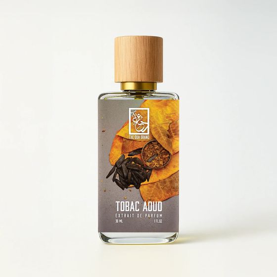 The Dua Brand Tobac Aoud — front-facing fragrance bottle