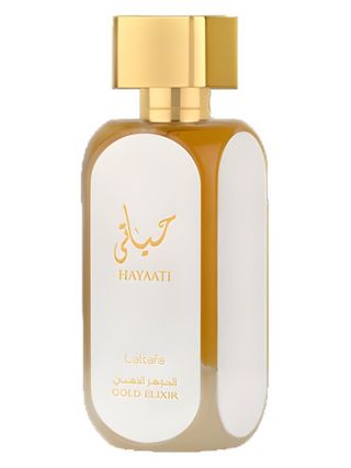 Lattafa Perfumes Hayaati Gold Elixir fragrance bottle